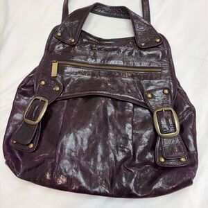 Kooba Shiny Eggplant Shoulder Bag